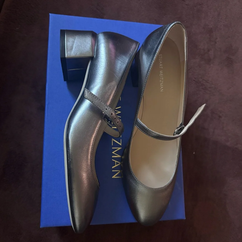 Stuart Weitzman Gabby Mary Jane Pump in Silver Color - Picture 2 of 6